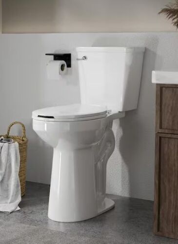 Tall Toilets for Seniors 21 in 2-Piece 1.28 GPF Single Flush Elongated Raised Toilet in White, Soft Close Seat Included