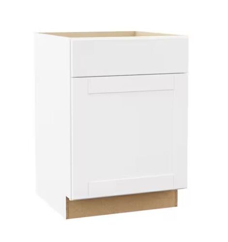 Hampton Bay Shaker 24 in. W x 24 in. D x 34.5 in. H Assembled Base Kitchen Cabinet in Satin White