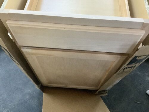 21"W x 34.5"H x 24" D Base Cabinet Natural Wood Finish