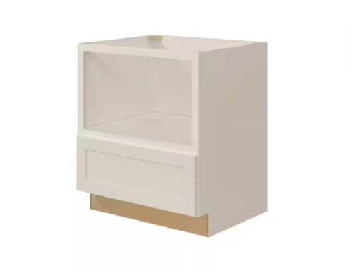 Hampton Bay Avondale 30 in W x 24 in D x 34.5 in H Ready to Assemble Plywood Shaker Microwave Base Kitchen Cabinet in Antique White