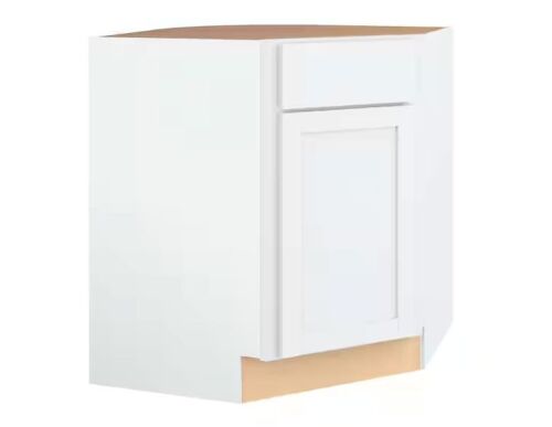 Hampton Bay Courtland 36 in. W x 36 in. D x 34.5 in. H Assembled Shaker Sink Base Kitchen Cabinet in Polar White