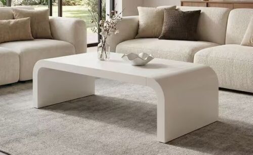 CHRISTOPHER KNIGHT HOME Nedra 47.2 in. White Waterfall Rectangle Wood Coffee Table