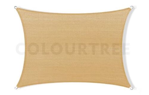 COLOURTREE 10 ft. x 13 ft. 190 GSM Sand Beige Rectangle Sun Shade Sail & Stainless Steel Hardware