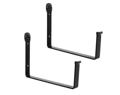 ACHLA DESIGNS 10"W Black Wrought Iron Wall Mounted Flower Box Brackets (Set of 2)