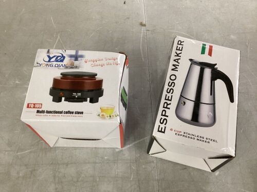 6 Cup Stainless Steel Espresso Maker with Mini Hot Plate