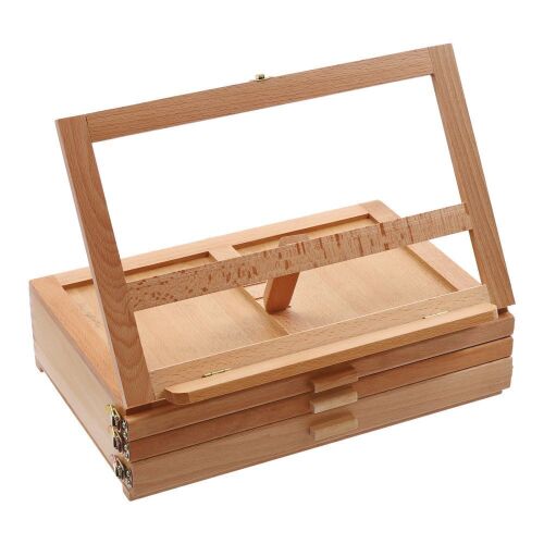 3-Tier Adjustable Storage Box Easel Painting Board Stand with Drawers