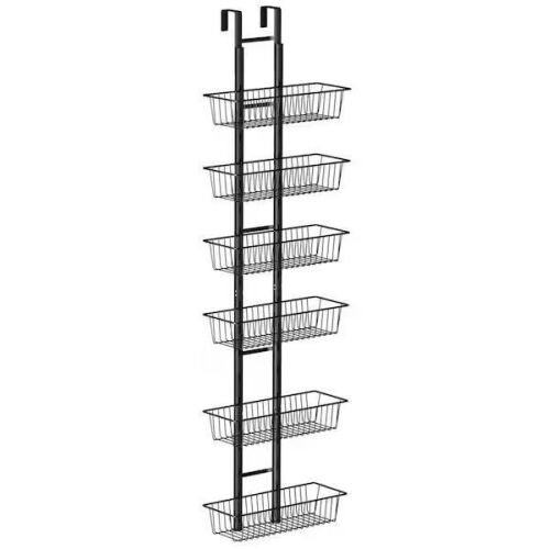 6-Tier Black Adjustable Over the Door Hanging Spice Rack