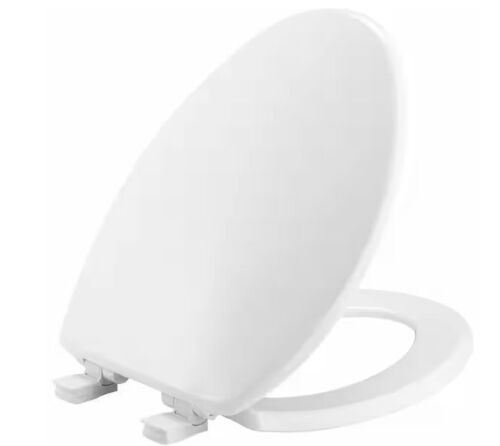 BEMIS Elongated Soft-Close Easy-Clean Plastic Toilet Seat in White
