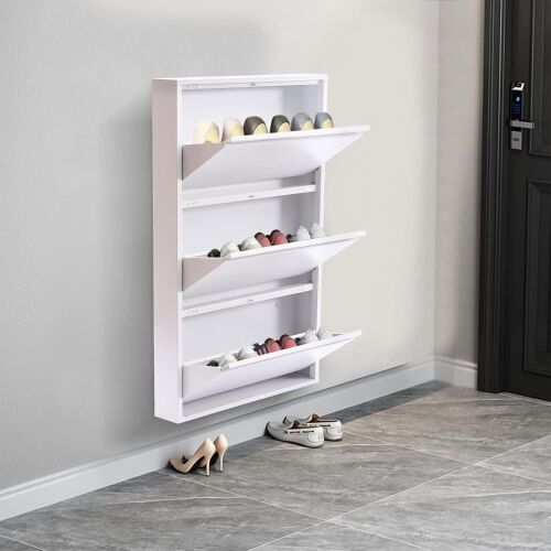 Wall Mounted 3 Drawer Metal Shoe Storage Cabinet