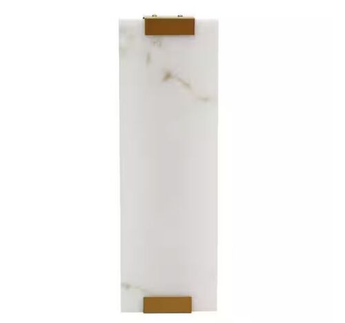 5.9 in. 2-Light White and Gold Modern Indoor Wall Sconce with Imitation Marble Shade
