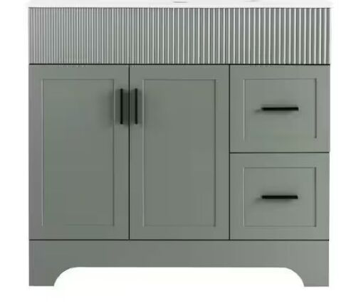 36 in. W. x 18 in. D x 34 in. H Single Sink Freestanding Green Bath Vanity - No Top