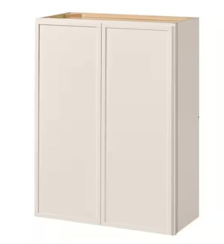 Hampton Bay Leyton 27 in. W x 12 in. D x 36 in. H Ready to Assemble Plywood Slim Shaker Wall Kitchen Cabinet in Antique White