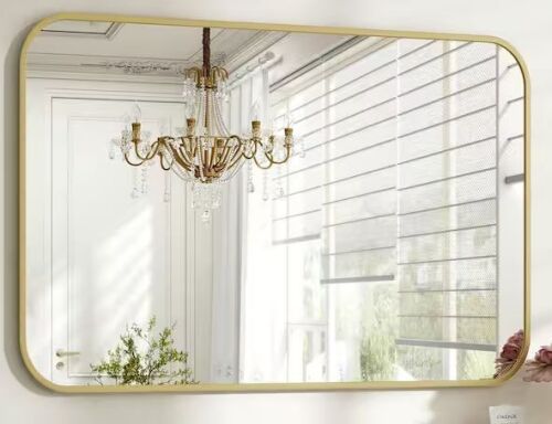 Classics Gold 30 in. W x 40 in. H Rectangle Aluminum Alloy Frame Vanity Wall Mirror