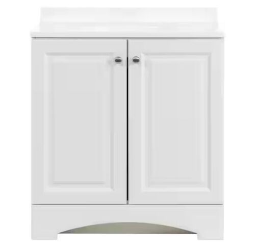 Glacier Bay 31 in. Single Sink White Freestanding Bath Vanity with White Cultured Marble Top