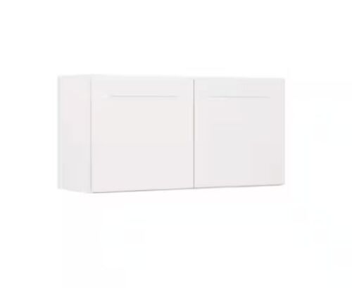 Hampton Bay Shaker 36 in. W x 12 in. D x 18 in. H Assembled Wall Bridge Kitchen Cabinet in Satin White