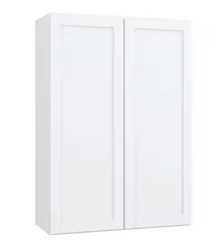 Hampton Bay Courtland 30 in. W x 12 in. D x 42 in. H Assembled Shaker Wall Kitchen Cabinet in Polar White