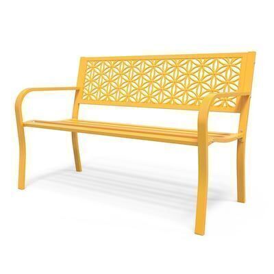 VINGLI 50-in W Outdoor Metal Bench with Floral Back, 800lb Capacity