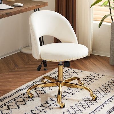 23 inch White Office Desk Chair With Wheels