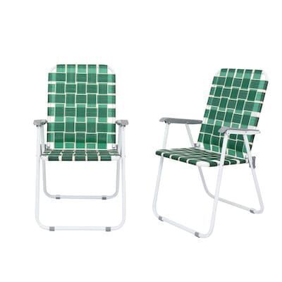 VINGLI Classic 2 Pack Dark Green Metal Lawn Chair
