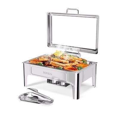 ROVSUN 9QT Stainless Steel Chafer with Transparent Hydraulic Lid