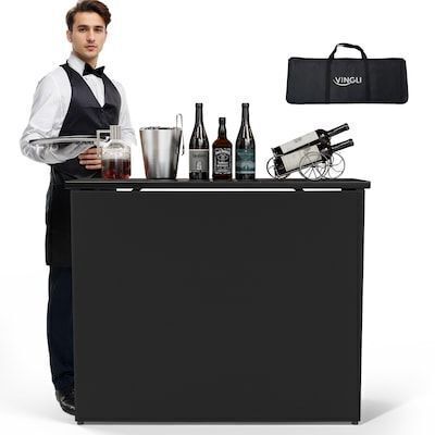 VINGLI 45-in Commercial Portable Pop Up Bar Table for Events with 1 Skirt