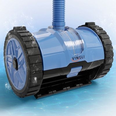 VINGLI Automatic Suction Side Pool Cleaner for Inground Pools 40ft Hose Vacuum with Powerful Wall Climbing (Light Blue)