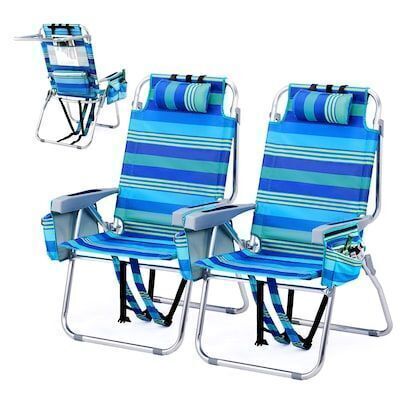 VINGLI 2 Pack 16-in Beach Chair with 5-Position