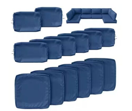 14-Piece Outdoor Patio Cushion Cover, UV and Waterproof Replacement Slipcovers Blue