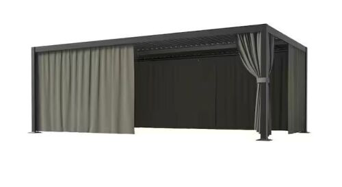12 ft. x 20 ft. Universal Outdoor Privacy Curtains, Gazebo Curtain Replacement with Zipper Grey (4-Side Curtain Only)