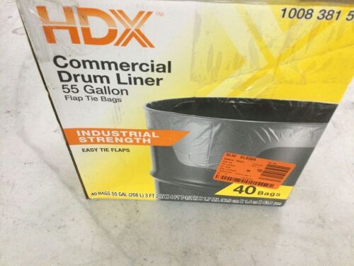 HDX 55 Gal. Clear Heavy-Duty Trash Bags Flap Tie Drum Liner (40-Count)