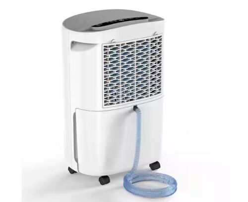 50 pt. 5,500 sq. ft. Home Dehumidifier, 20%-90%RH Adjustable Humidistat, with Bucket, Drain Hose in White