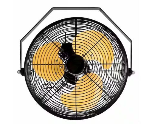 HICFM 3-Speed Oscillating High Velocity Yellow 12 in. Indoor Wall Mount Fan, 180° Tilting