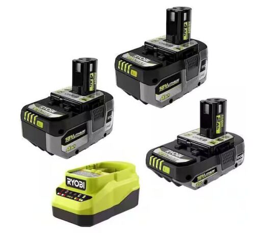 RYOBI ONE+ 18V Lithium-Ion HIGH PERFORMANCE Starter Kit with 2.0 Ah Battery, (2) 4.0 Ah Batteries, and Charger