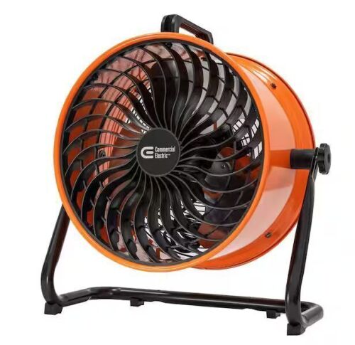 Commercial Electric 16 in. 3-Speed Drum Floor Fan in Orange High Velocity Turbo