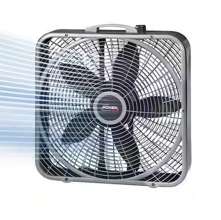 Lasko Power Plus 20 in. 3 Speed Box Fan with Weather Shield Design for Window Use, 2000 CFM, Carry Handle