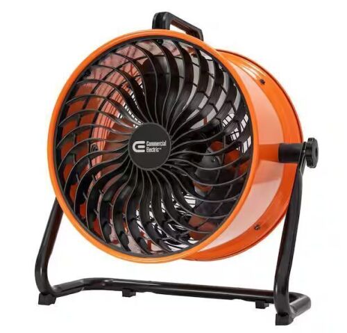 Commercial Electric 16 in. 3-Speed Drum Floor Fan in Orange High Velocity Turbo