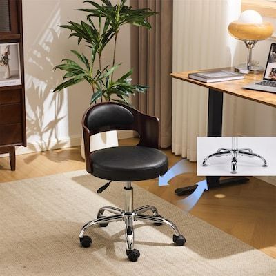 VINGLI 17W x 26H Adjustable PU Leather Swivel Armless Office Desk Chair