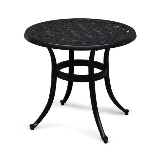 24" Round Cast Aluminum Outdoor Side Table Black