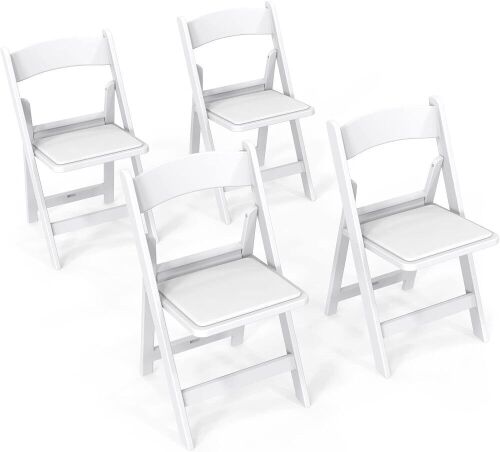 Resin Folding Chair with Padded Seat, 4 Pack