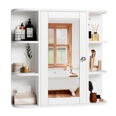 VINGLI 6.5D x 23.6W x 22.4H Wall Mounted Medicine Cabinet with 6 Open Curved Shelves