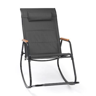 VINGLI 450lbs Portable Outdoor Rocker with Footrest Hard Armrests Pillow
