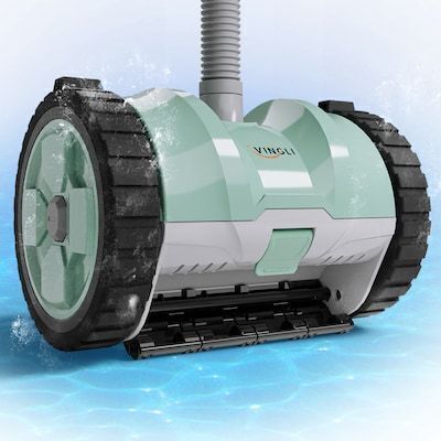 VINGLI Automatic Suction Side Pool Cleaner for Inground Pools 40ft Hose Vacuum with Powerful Wall Climbing (Green and Gray)