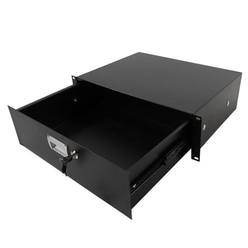3U Rack Mount Lockable Deep Drawer, 19 Inch Server Cabinet Case with Key