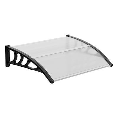 VINGLI 40-in W x 30-in D x 10-in H Polycarbonate Clear Board and Black Bracket Patio Door Awning