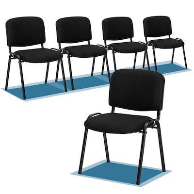 VINGLI 5-pcs Stackable Armless Chairs for Office Waiting Room Black