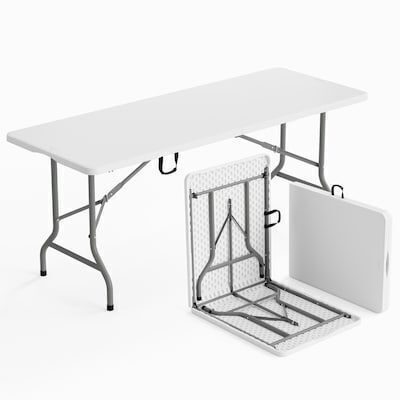 VINGLI 6FT White Plastic Collapsible Long Table