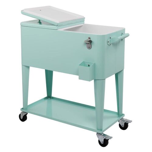 80 Quart Portable Outdoor Patio Rolling Cooler Cart Green