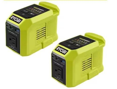 RYOBI (2) ONE Plus 18V 200-Watt Portable Battery Inverter Power Sources and Chargers for ONE Plus 18V Batteries (Tools Only)