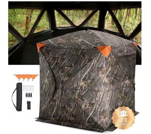 VEVOR 2-3 Person Pop Up Hunting Blind, 270-Degree See Through, Carrying Bag, Portable