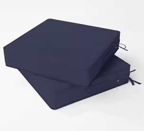 24 x 24 x 5 in. Square Outdoor Seat Pads (2-Pack), Waterproof Patio Cushions Fit for Dining Chairs, Navy Blue